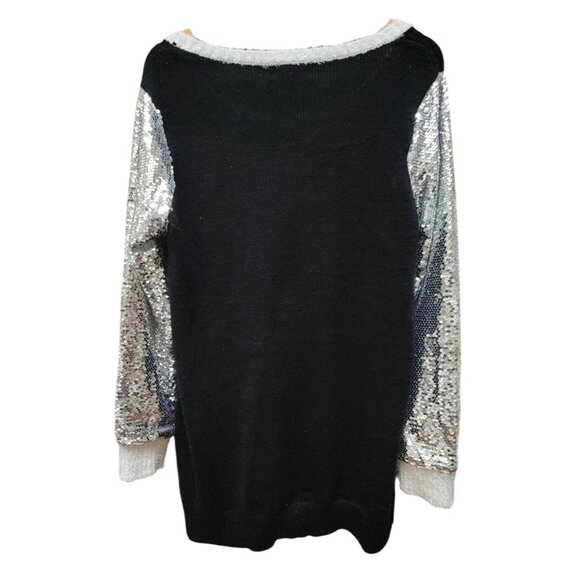 33 Degrees Christmas Flamingo Sequin Sweater Dress Tunic (M) Pink Silver Holiday - Picture 5 of 12